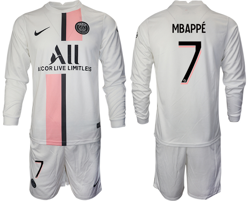 Men 2021-2022 Club Paris St German away white Long Sleeve #7 Soccer Jersey->paris st german jersey->Soccer Club Jersey